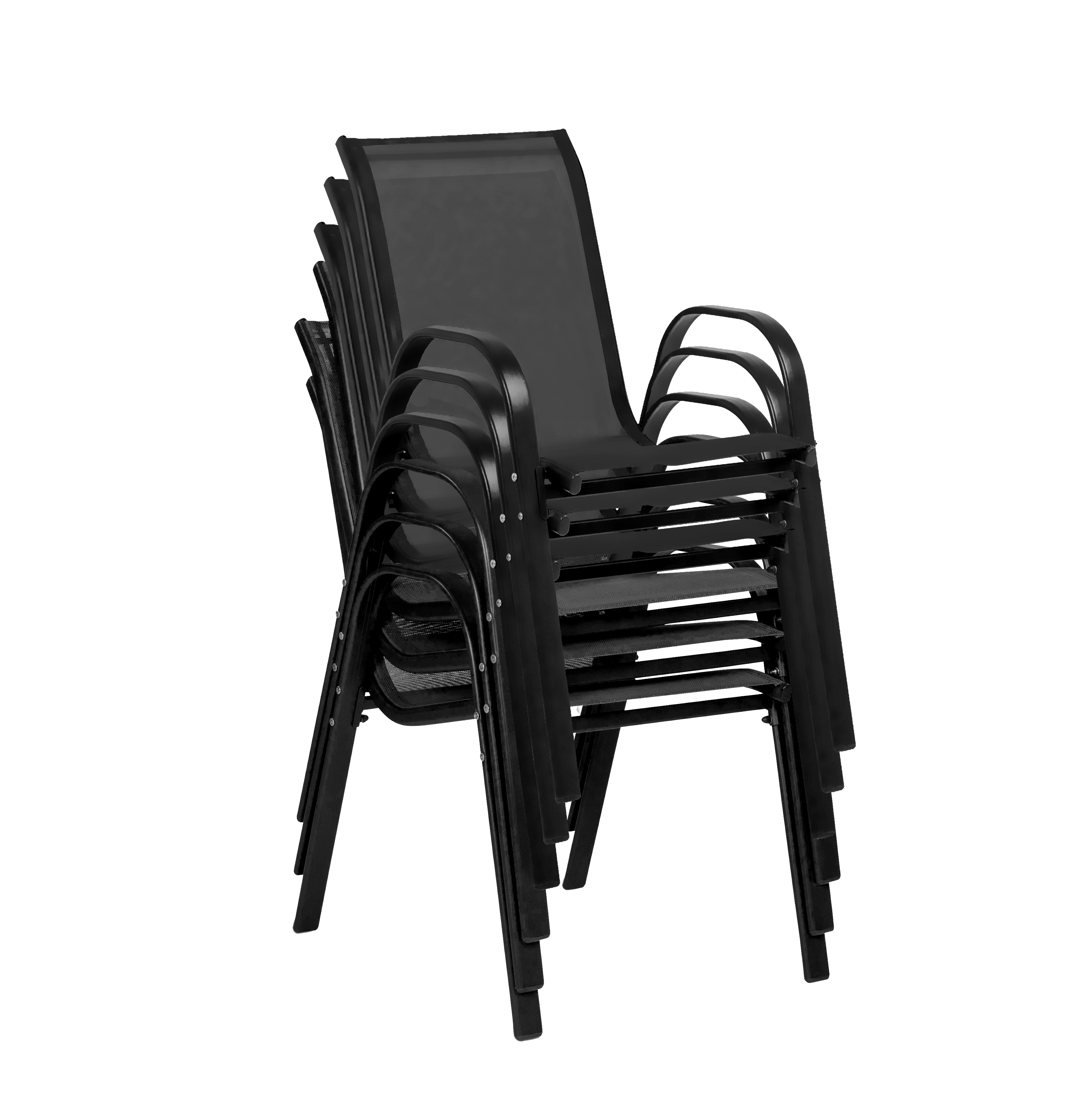 TERRE JARDIN - Chaises de jardin textilène - x6 noir